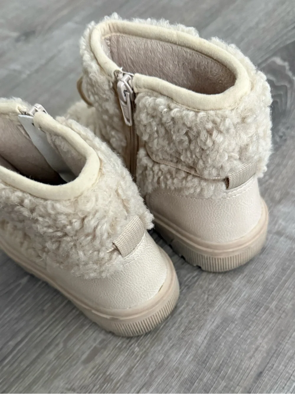 H&M Cream Sherpa Lace-Trim Kids Boots